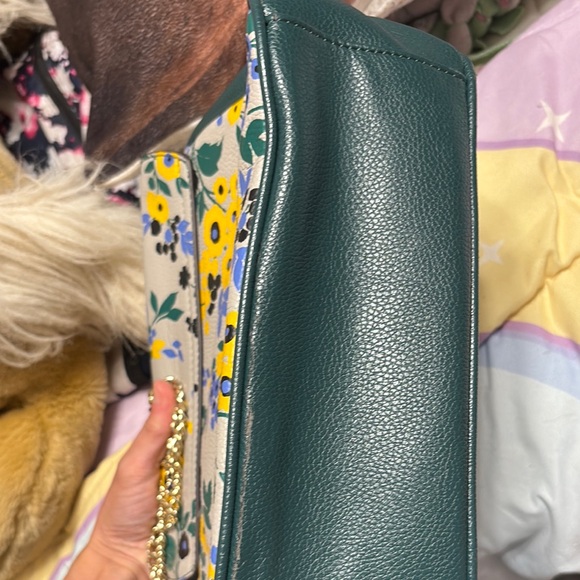 Yellow and Blue Floral Shoulder Bag with Chain Strap - Picture 6 of 6